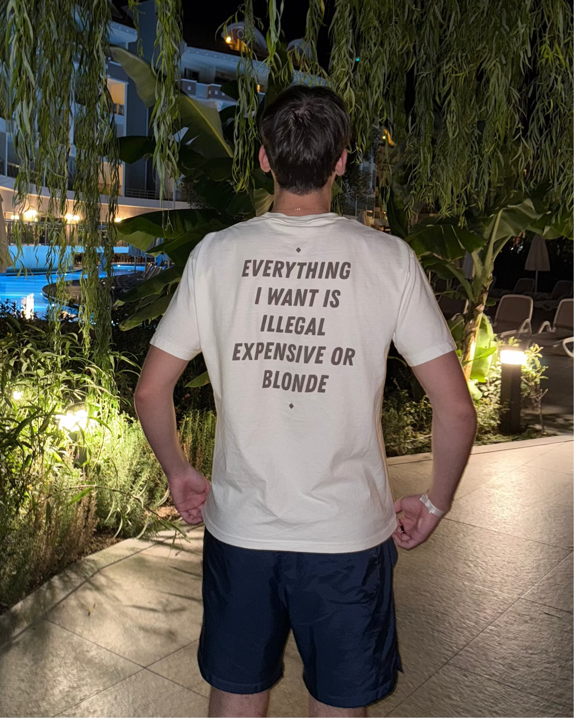 EVERYTHING I WANT IS ILLEGAL, EXPENSIVE OR BLONDE